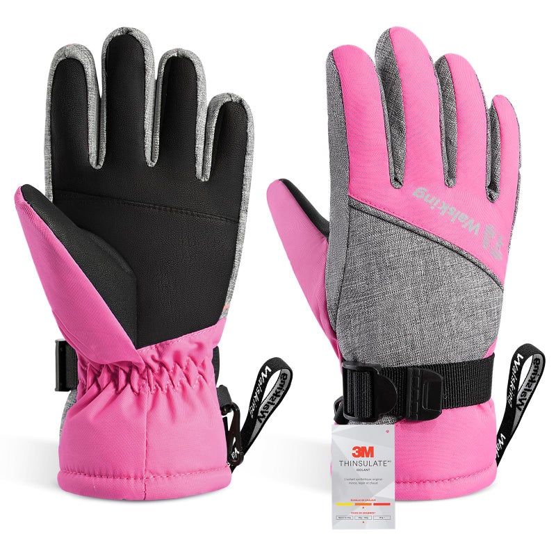 WALSKING Kids Winter Snow&Ski Gloves-3M Thinsulate Waterproof Cold Weather Youth Gloves for Skiing,Snowboarding-Fits Boys and Girls - Image 1
